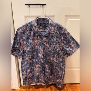 Lucky Brand Navy & Pink Short-Sleeve Palm Print Button-Up